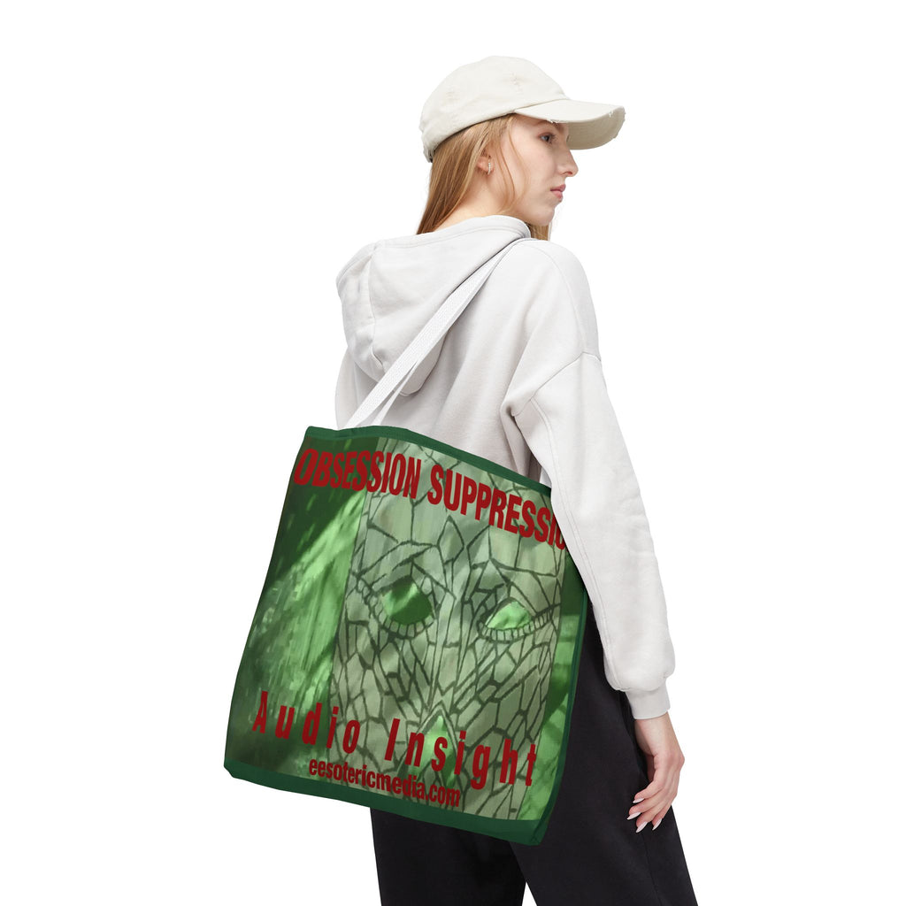 'Obsession Suppression' (Audio Insight) Green Abstract Retro Sci fi Tote  Bag 18"x18" (45m x 45cm)