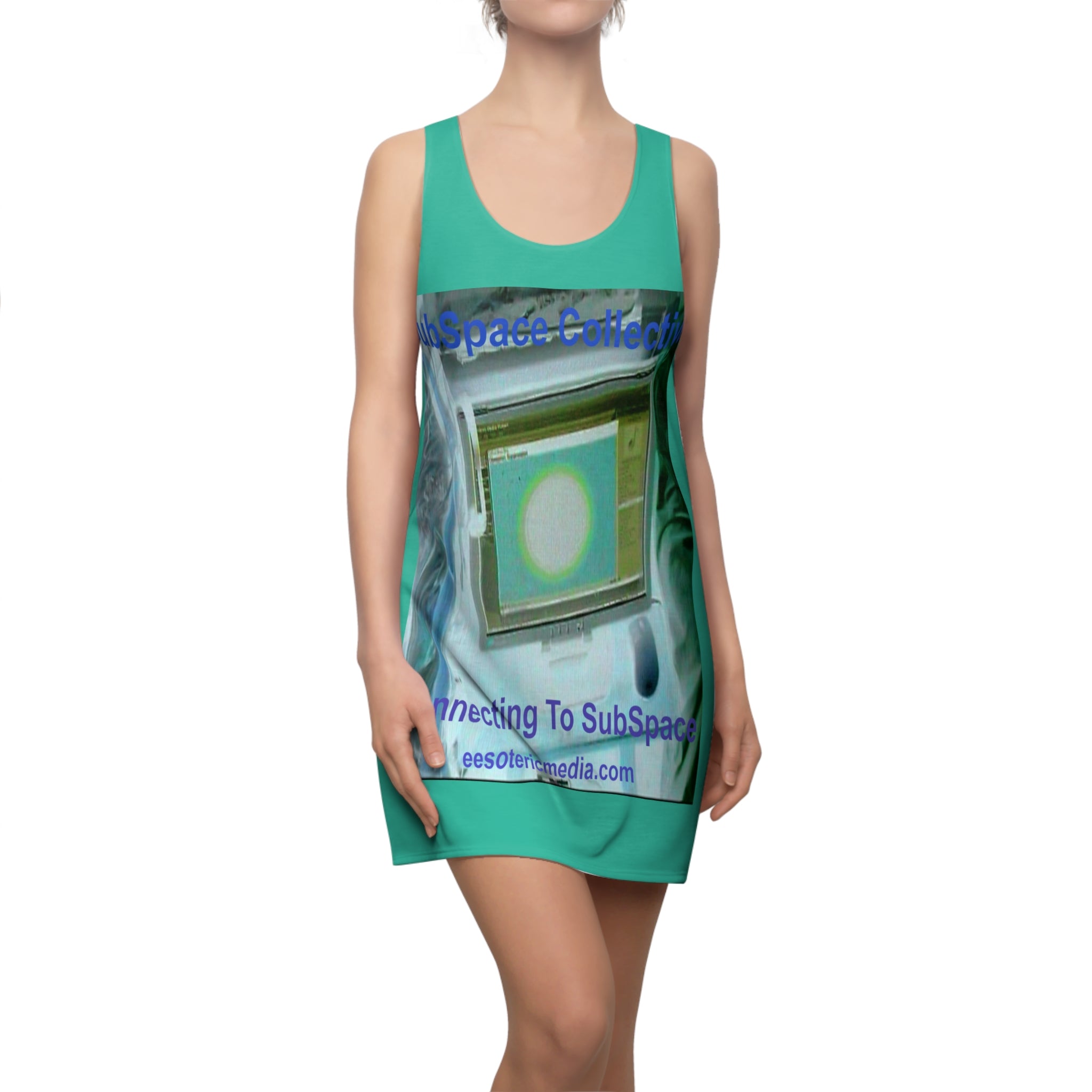 'Connecting To SubSpace' (SubSpace Collective) Retro Tech Graphic Racerback Dress