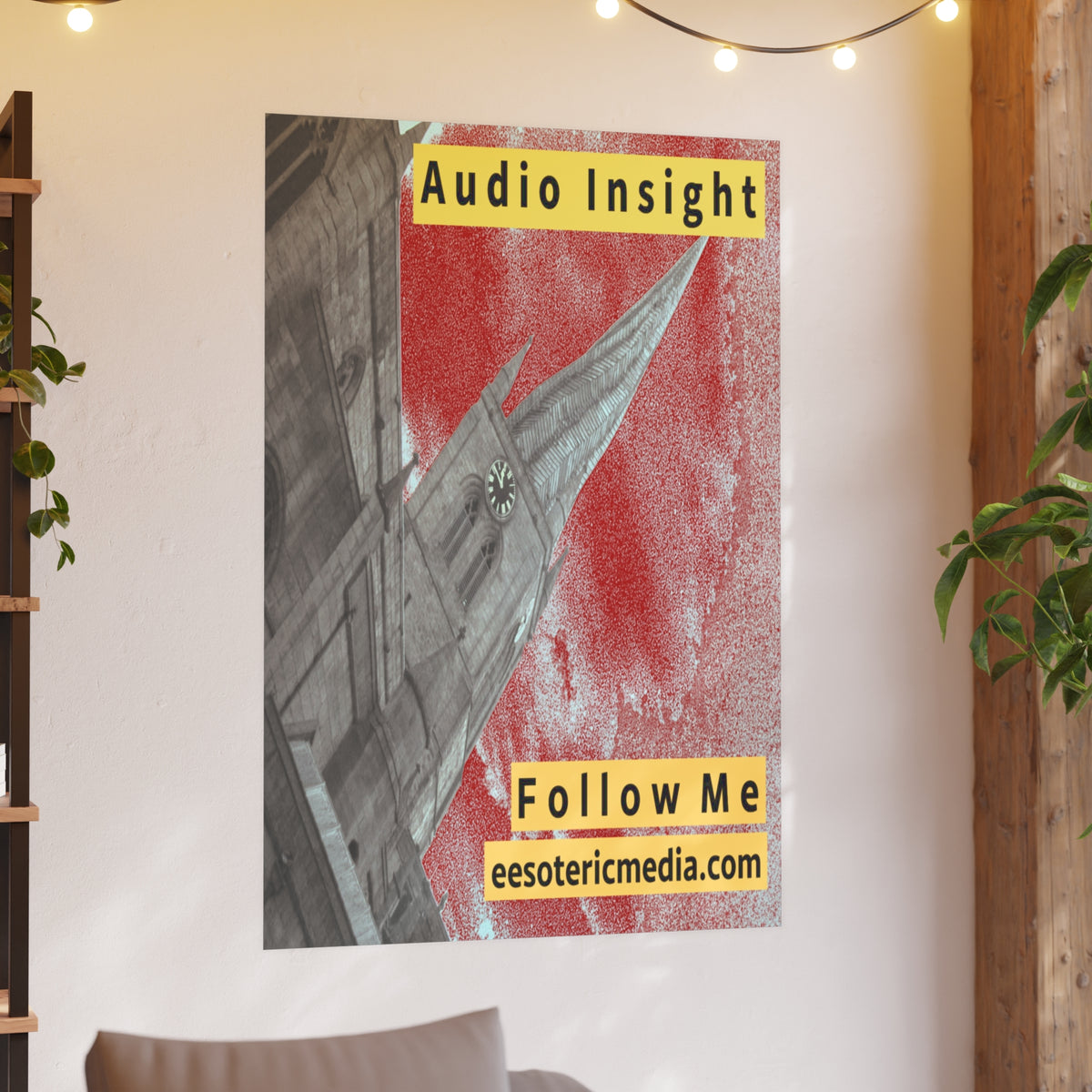 Large 'Follow Me' (Audio Insight) Weathered Rocket-Shaped Spire Design Art Print 40"x60" (100cm x 150cm)