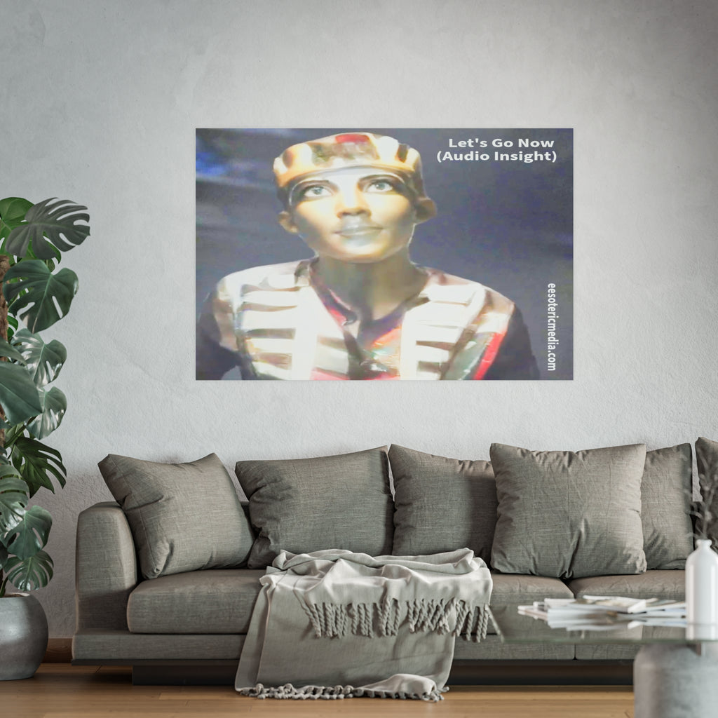 „Let's Go Now“ (Audio Insight) Kunstdruck mit Science Fiction Design aus außerirdischen und antiken Motiven, Großformat, 150 × 100 cm