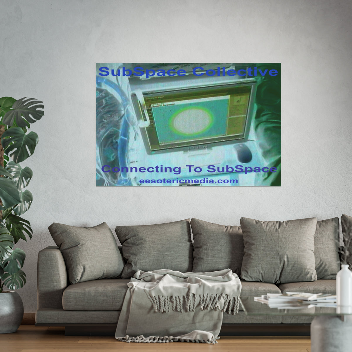 „Connecting To SubSpace“ (SubSpace Collective) Kunstposter im Retro Tech Stil, Großformat, 150 × 100 cm
