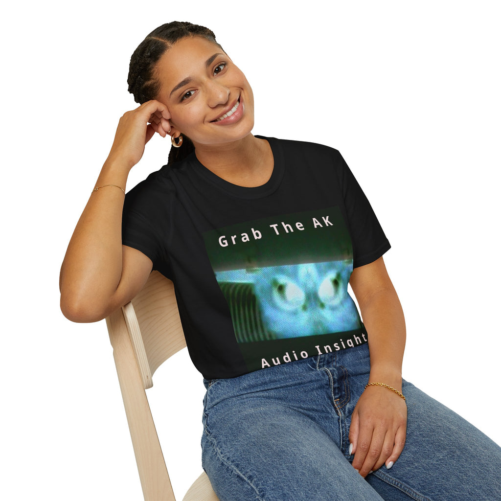 'Grab The AK' (Audio Insight) Sinister Surreal Digital Being Graphic Softstyle T-Shirt