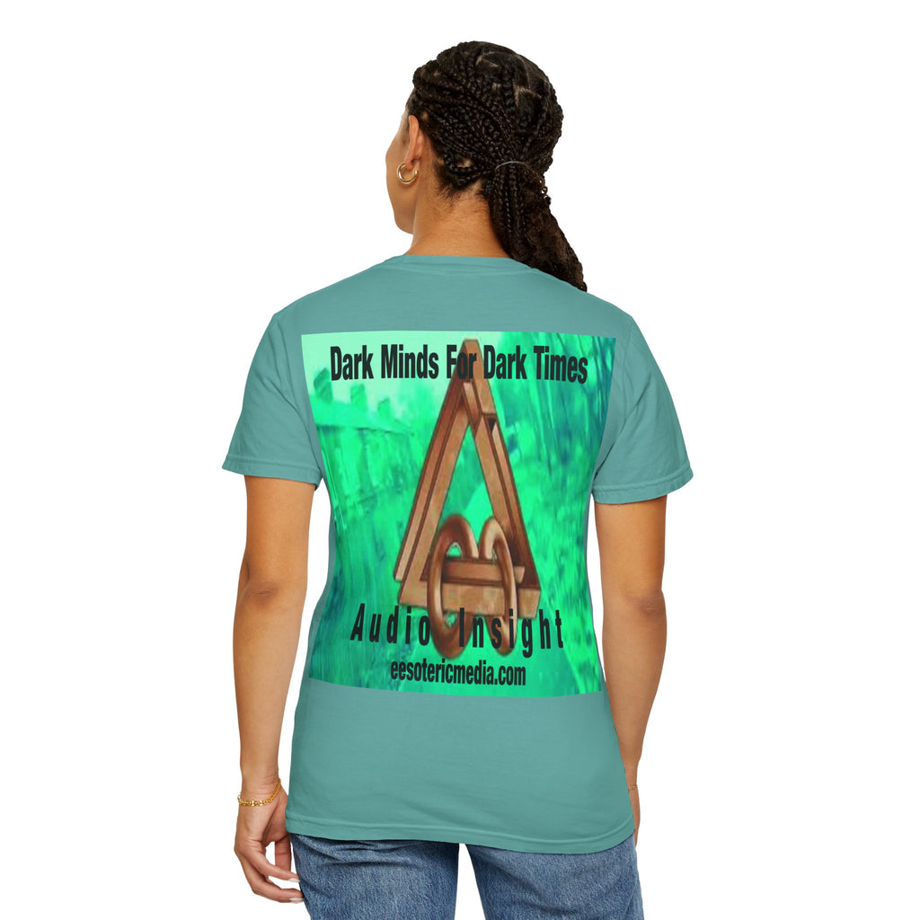 'Dark Minds For Dark Times' (Audio Insight) Futuristic Graphic Unisex Garment-Dyed T-Shirt