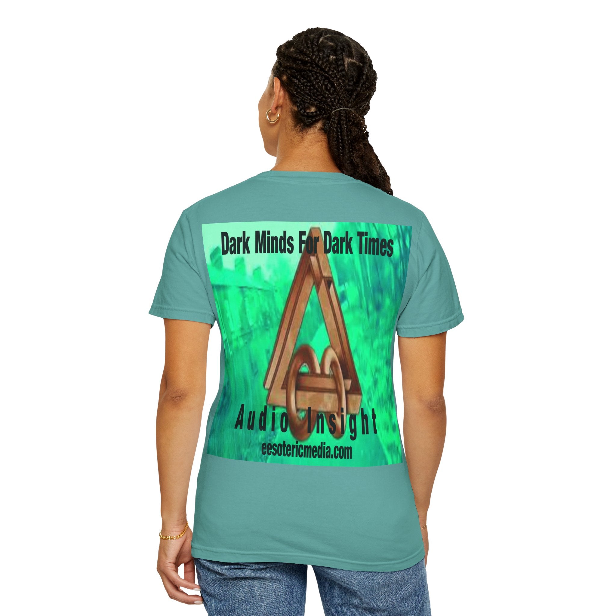 'Dark Minds For Dark Times' (Audio Insight) Futuristic Graphic Unisex Garment-Dyed T-Shirt