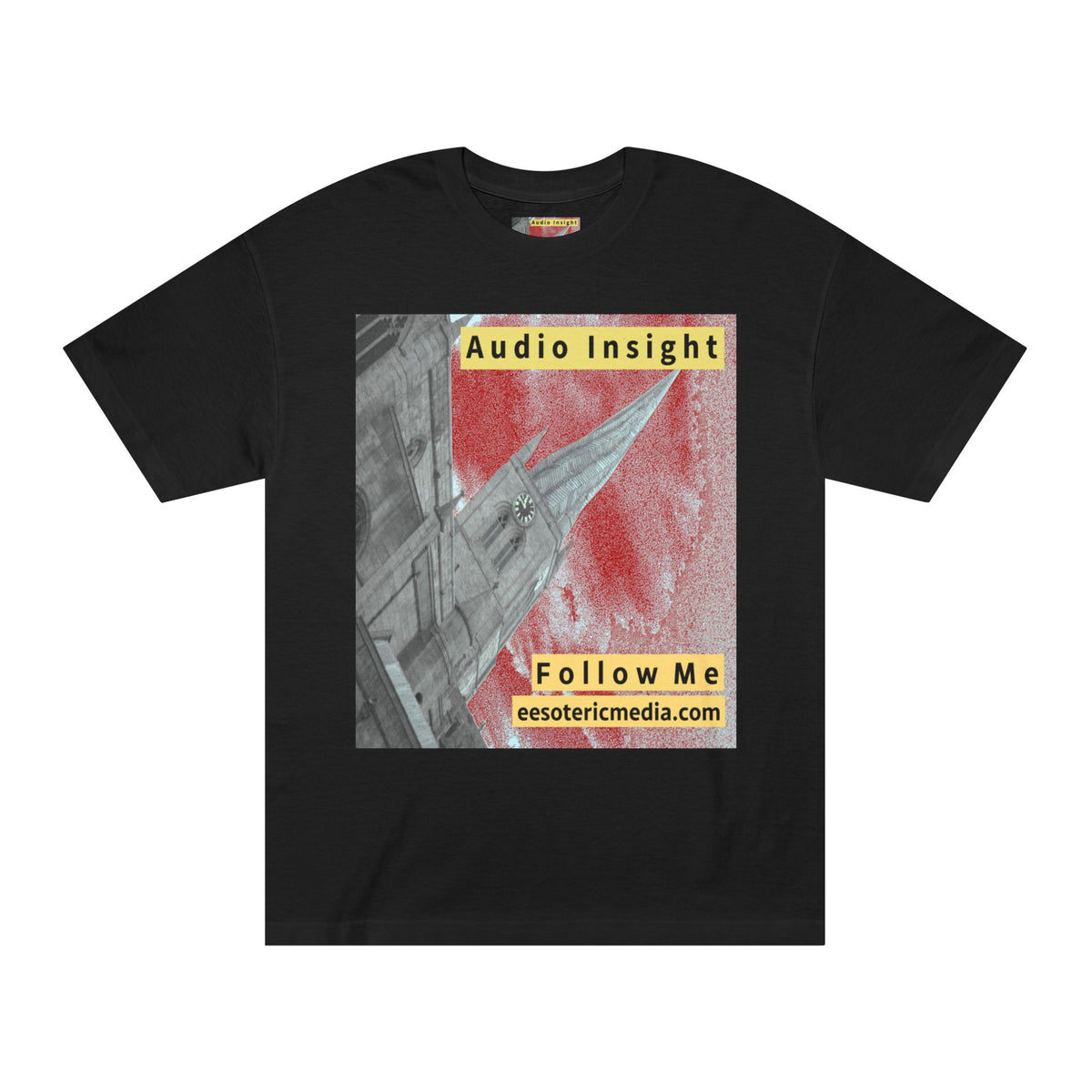'Follow Me' (Audio Insight) Camiseta de Corte Clásico de Diseño de Aguja en Forma de Cohete Desgastada