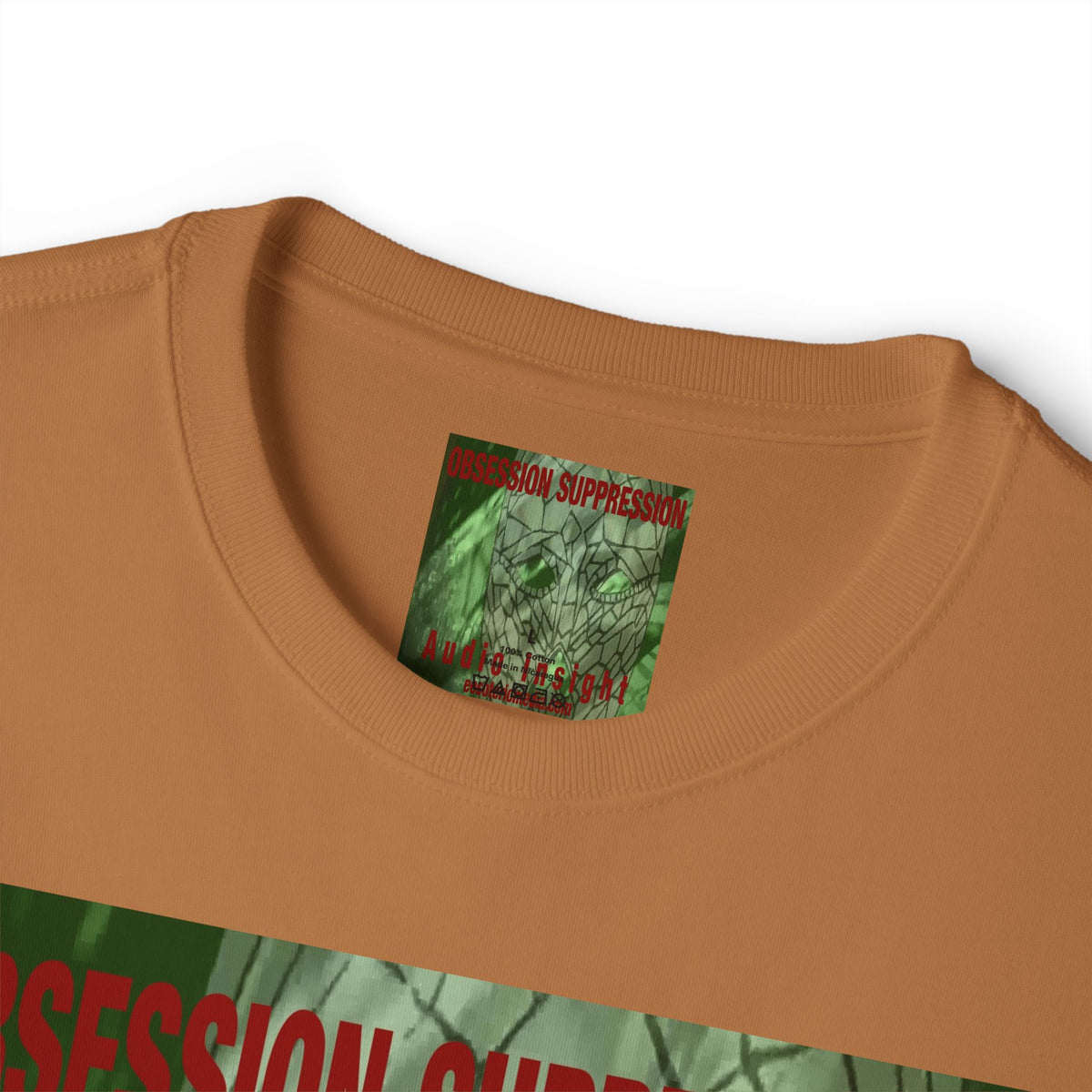 T-shirt oversize à coupe carrée avec motif tête de mort rétro science-fiction « Obsession Suppression » (Audio Insight)