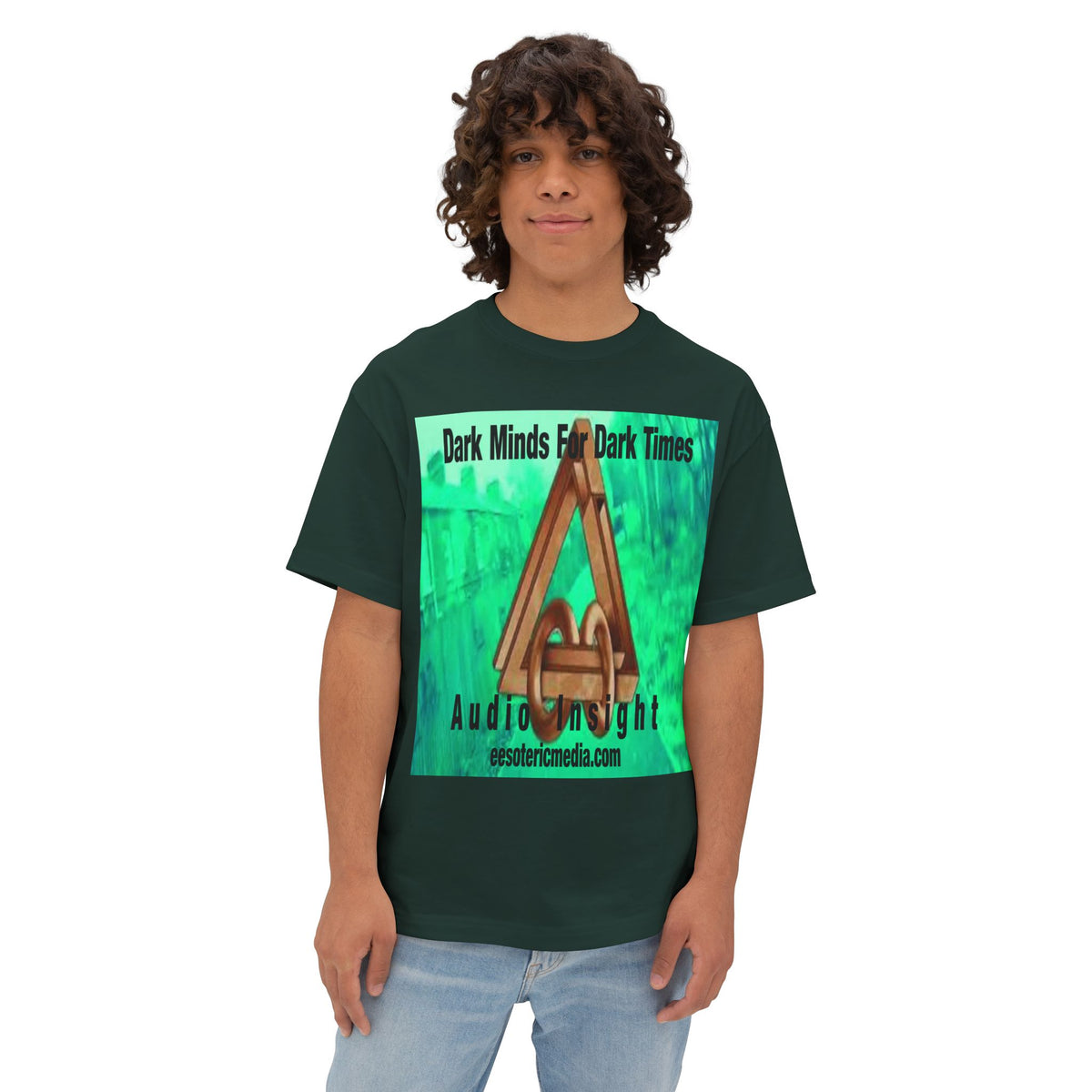'Dark Minds For Dark Times' (Audio Insight) Surreal Sci Fi Symbol Graphic Oversize Boxy T-Shirt