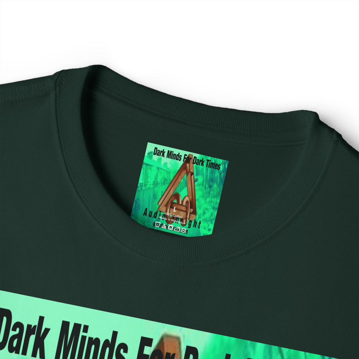 'Dark Minds For Dark Times' (Audio Insight) Surreal Sci Fi Symbol Graphic Oversize Boxy T-Shirt