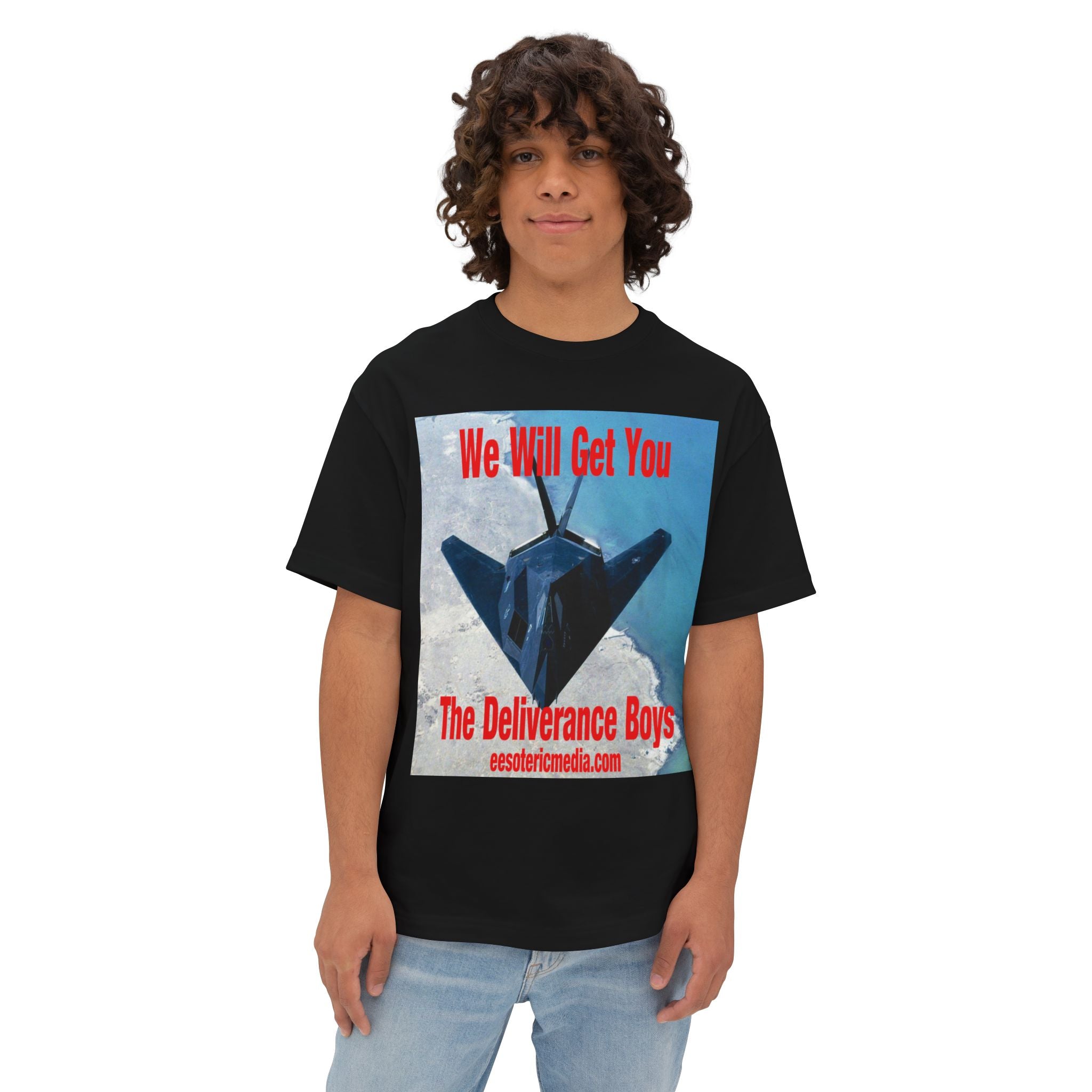 'We Will Get You' (The Deliverance Boys) Stealth Fighter Jet Oversize Graphic Tee