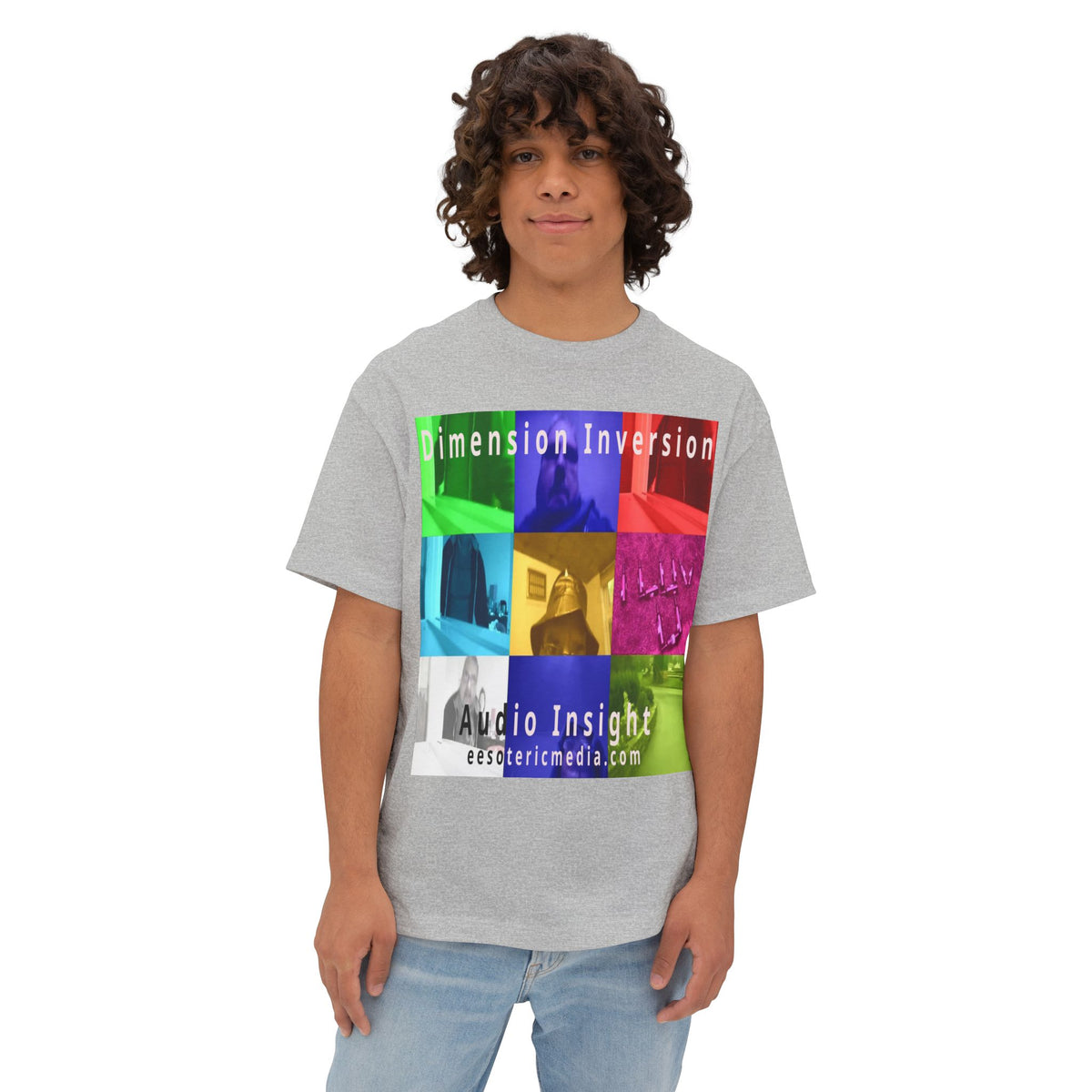 'Dimension Inversion' (Audio Insight) Colorful Surreal Collage Graphic Oversize Boxy T-Shirt