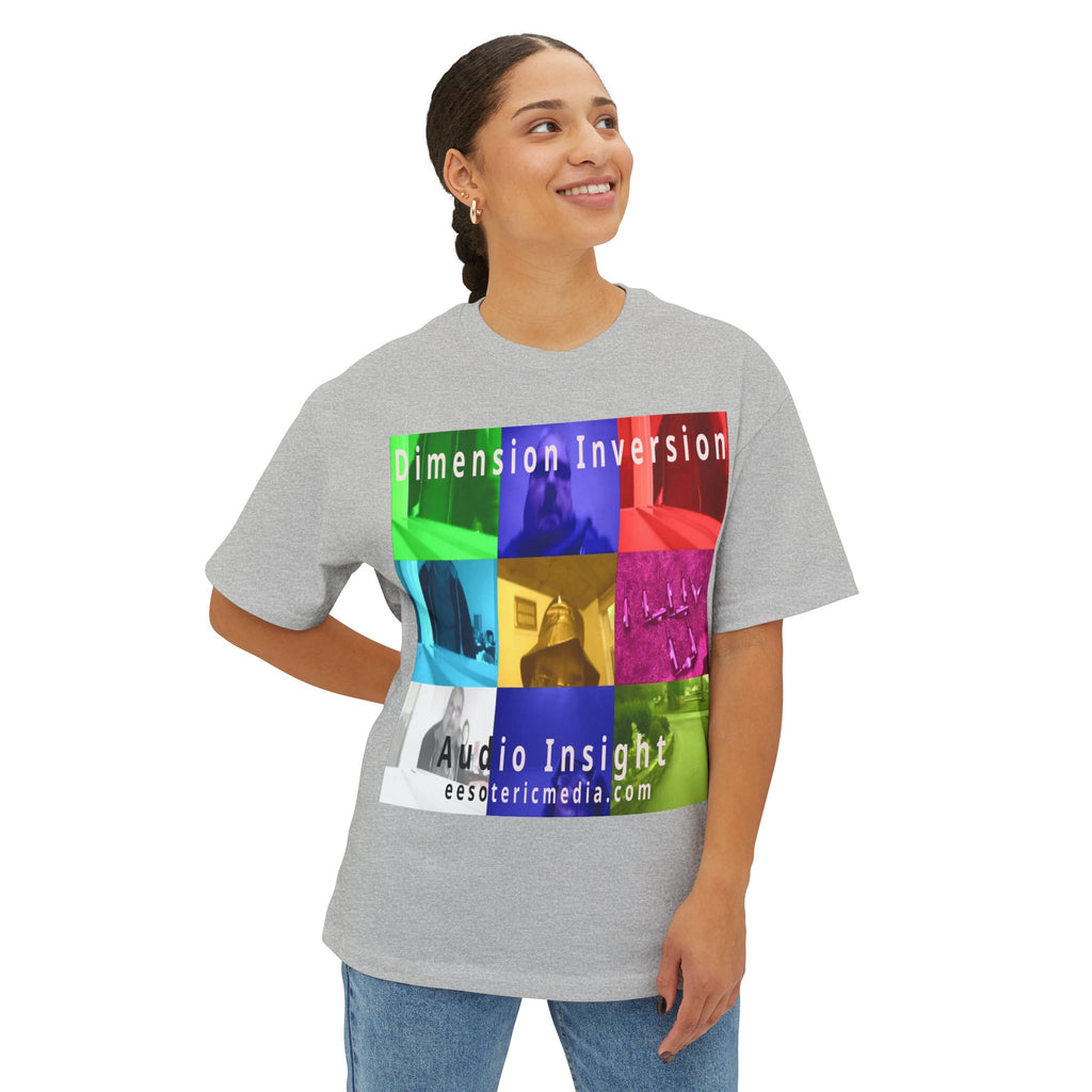 'Dimension Inversion' (Audio Insight) Colorful Surreal Collage Graphic Oversize Boxy T-Shirt