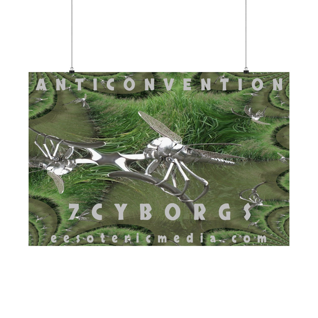 'Anticonvention' (7Cyborgs)  Cyber Dragonfly Sci‑Fi Horizontal Satin Art Poster 36"x24" (90cm x 60cm)