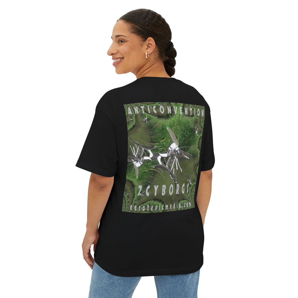 'Anticonvention' (7Cyborgs} Sci‑Fi Dragonfly Cyborg Design Oversize Graphic Boxy Tee
