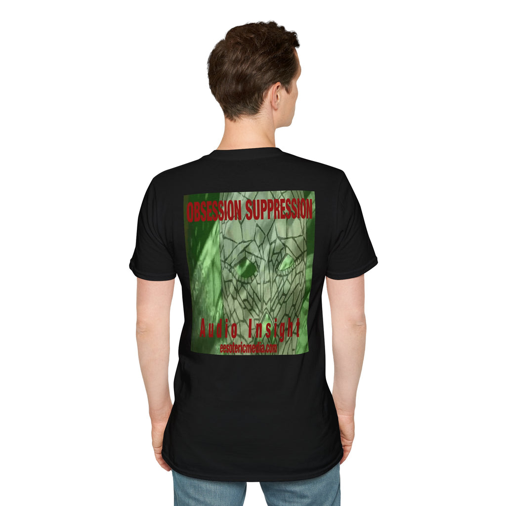 'Obsession Suppression' (Audio Insight) Camiseta Softstyle Gráfica de Calavera Retro de Ciencia Ficción