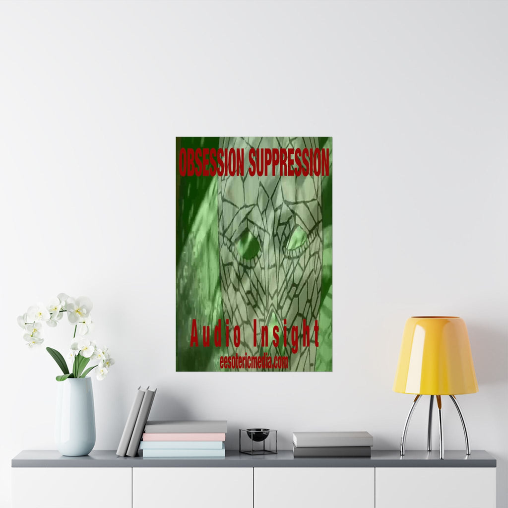 'Obsession Suppression' (Audio Insight) Green Mosaic Sci Fi Skull Vertical Satin Art Poster 24"x36" (60cm x 90cm)