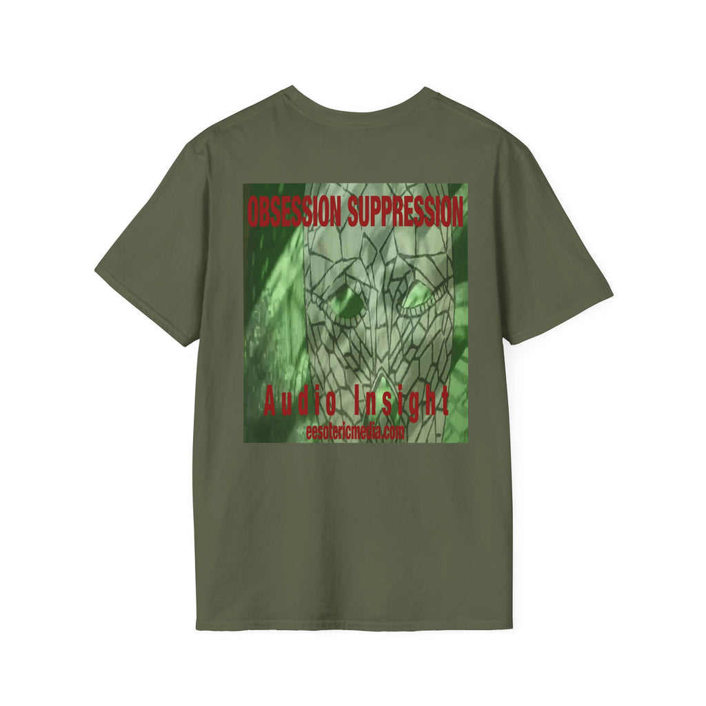 'Obsession Suppression' (Audio Insight) Camiseta Softstyle Gráfica de Calavera Retro de Ciencia Ficción