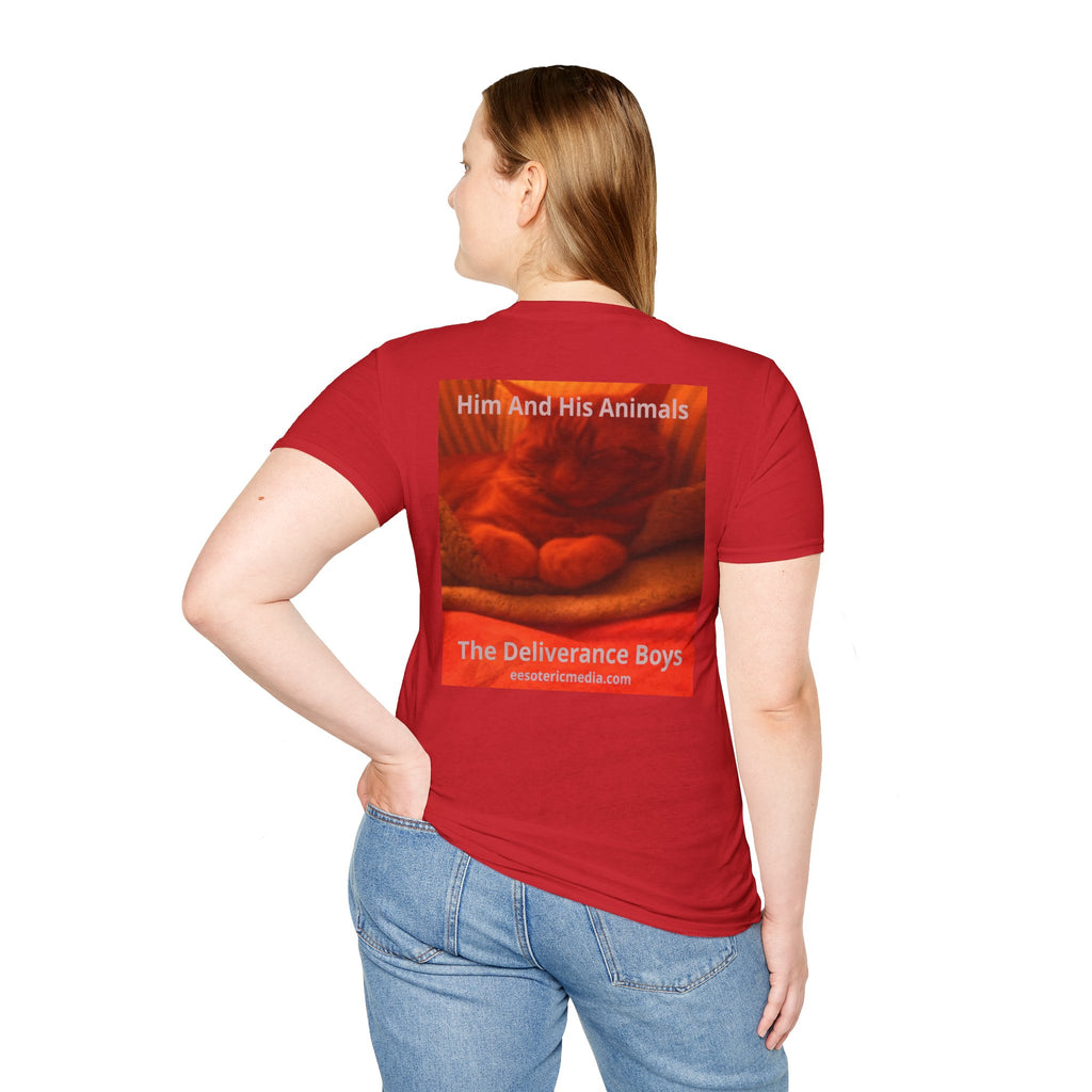 'Him And His Animals' (The Deliverance Boys) シュールな猫グラフィック ソフトスタイル Tシャツ