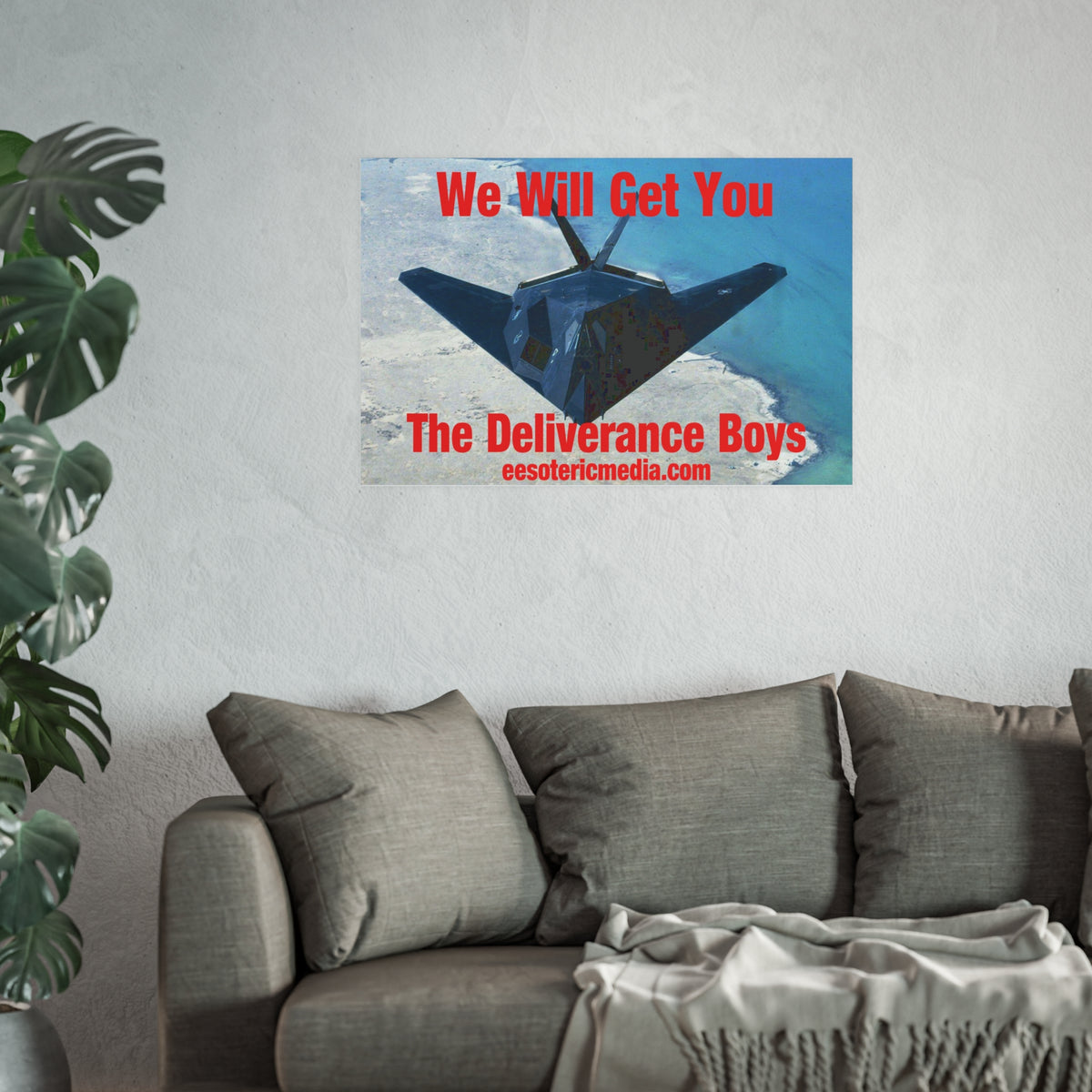 «We Will Get You» (The Deliverance Boys) Lámina artística con un avión de combate furtivo, 90 × 60 cm