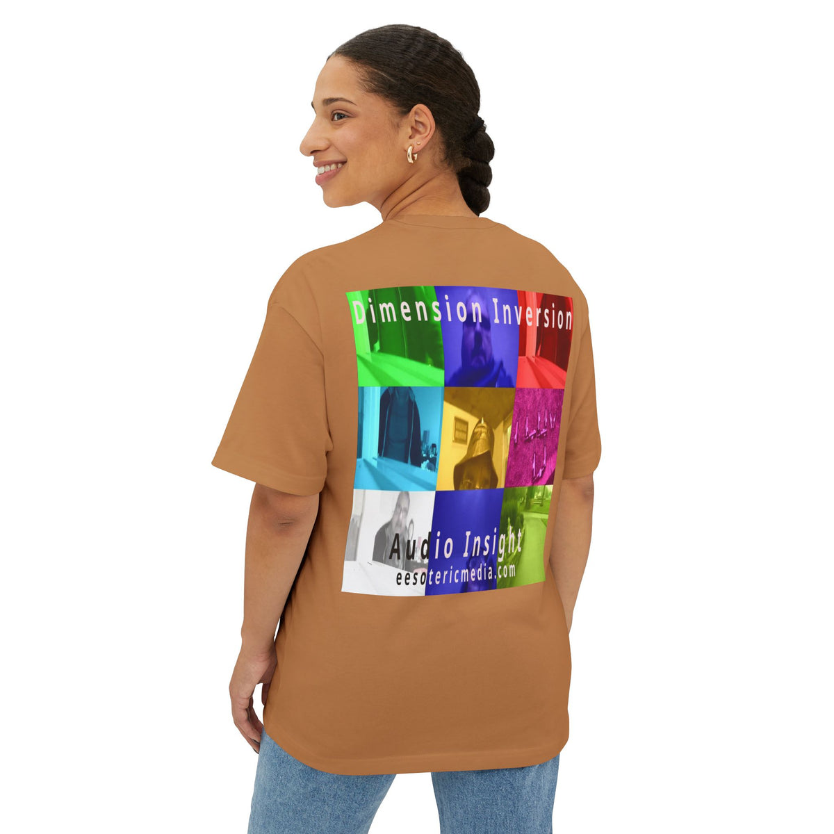 'Dimension Inversion' (Audio Insight) Colorful Surreal Collage Graphic Oversize Boxy T-Shirt