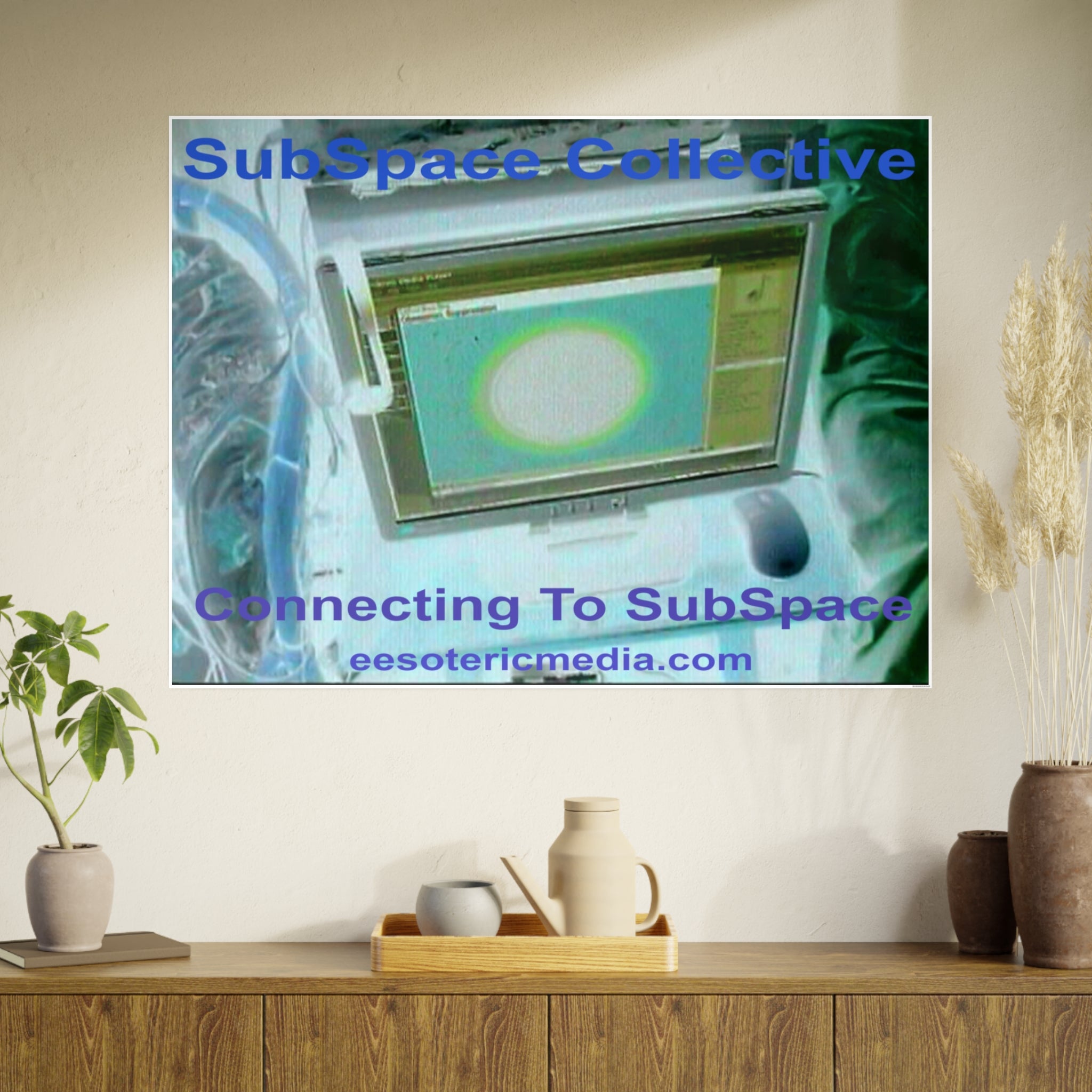 'Connecting To SubSpace' (SubSpace Collective) Retro Tech Horizontal Satin Art Poster 48"x36" (120cm x 90cm)