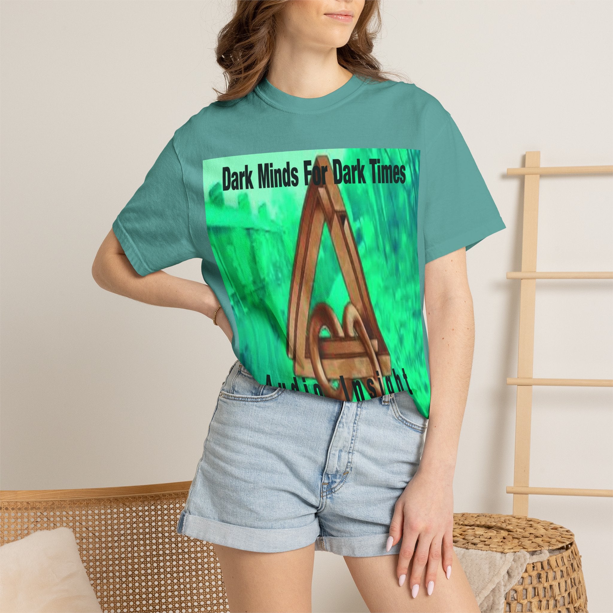 'Dark Minds For Dark Times' (Audio Insight) Futuristic Graphic Unisex Garment-Dyed T-Shirt