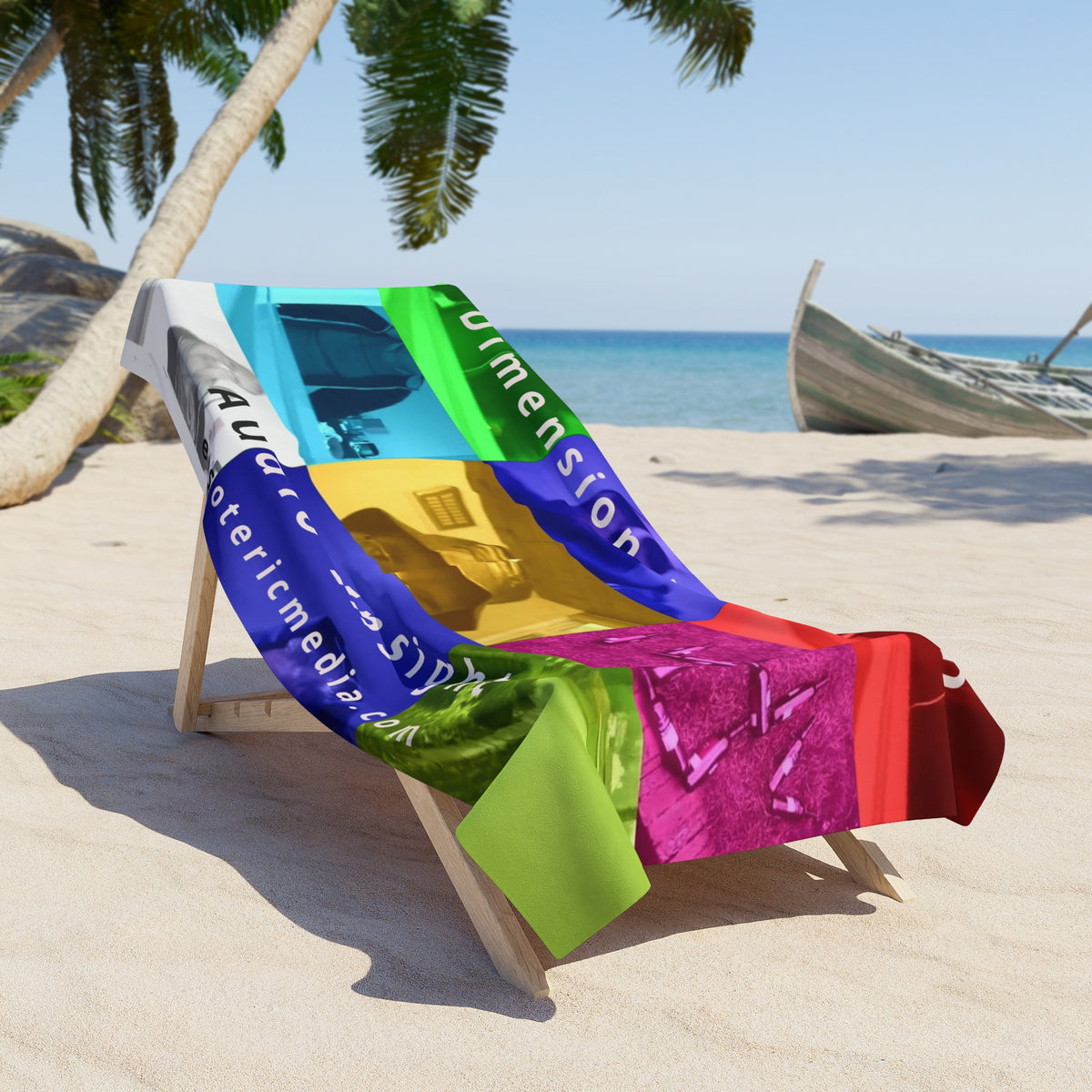 Large 'Dimension Inversion' (Audio Insight) Colorful Multi Screen Collage Beach Towel 72"x36" (180cm x 90cm)