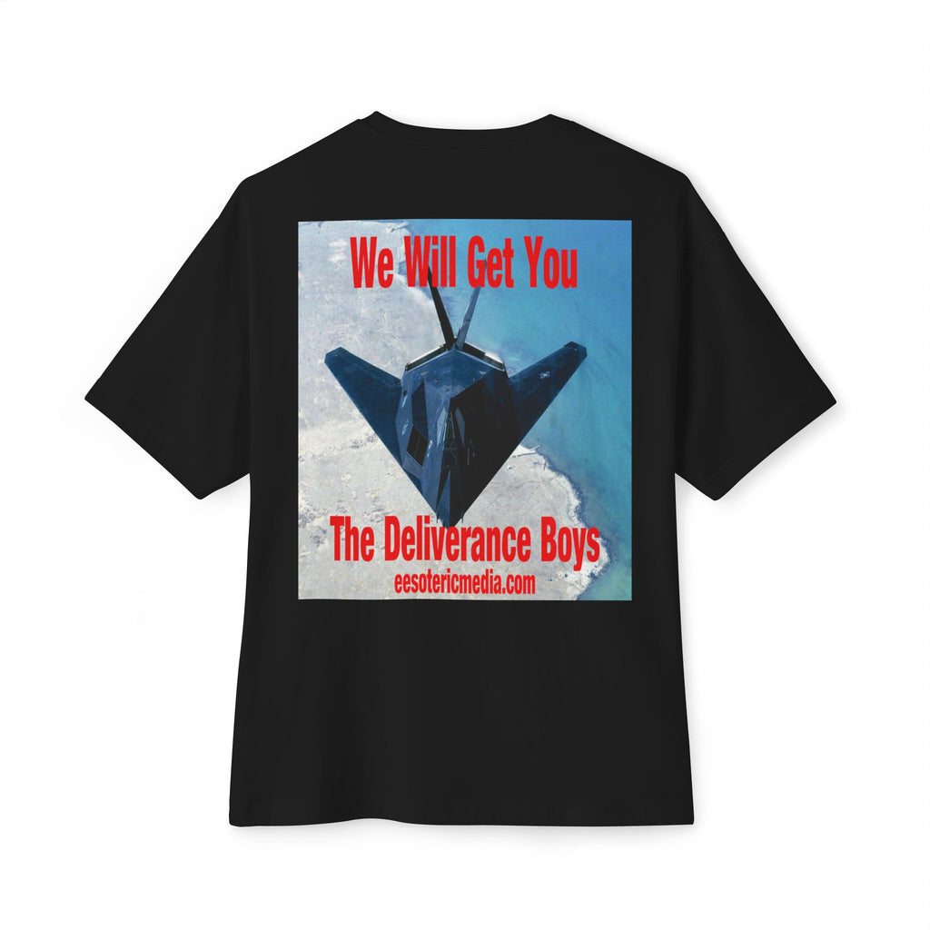 'We Will Get You' (The Deliverance Boys) Stealth Fighter Jet Oversize Graphic Tee