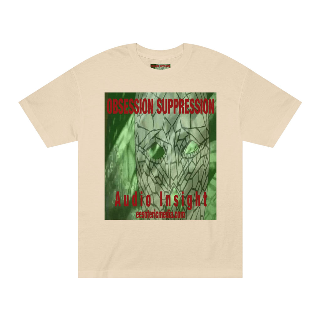 'Obsession Suppression' (Audio Insight) Camiseta de Corte Clásico Gráfica Retro de Ciencia Ficción con Calavera