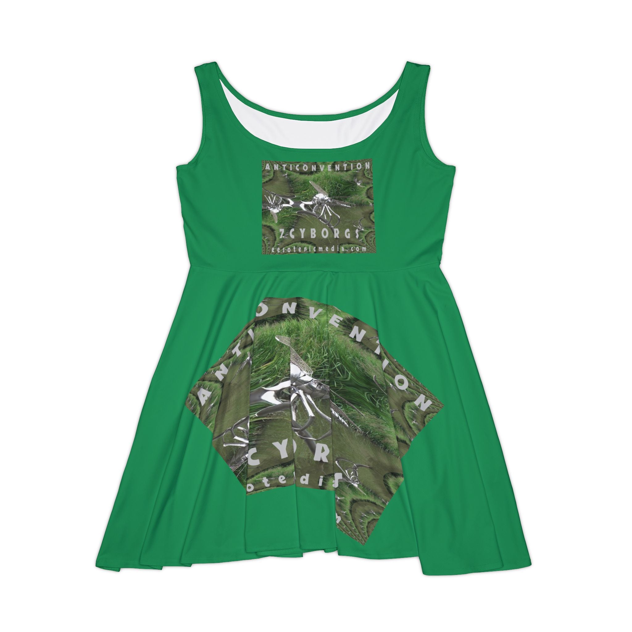 'Anticonvention' (7Cyborgs) Futuristic Dragonfly Sci fi Graphic Skater Dress