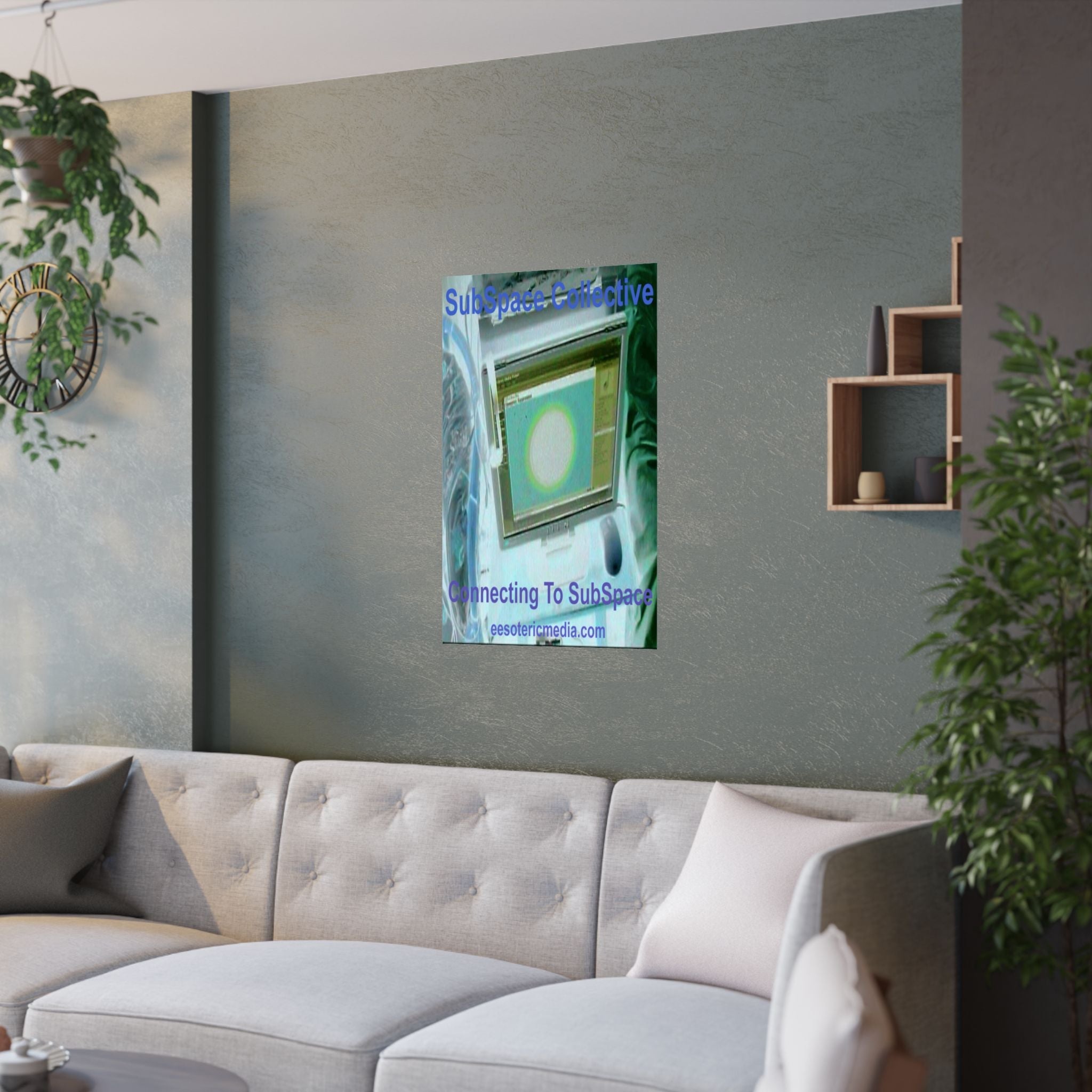 'Connecting to SubSpace' (SubSpace Collective) Retro Cyber Vertical Satin Art Poster 24"x36" (60cm x 90cm)