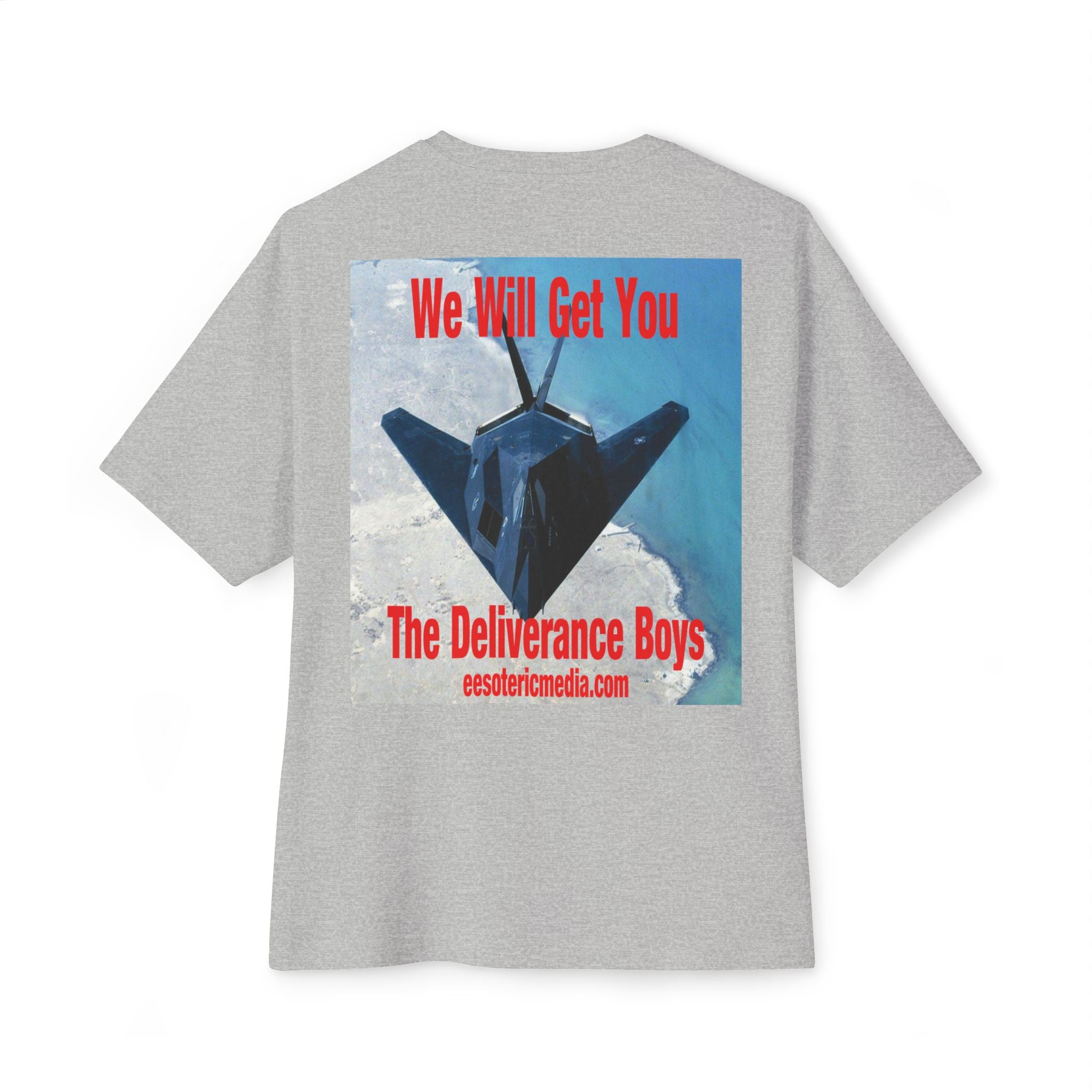 'We Will Get You' (The Deliverance Boys) Stealth Fighter Jet Oversize Graphic Tee