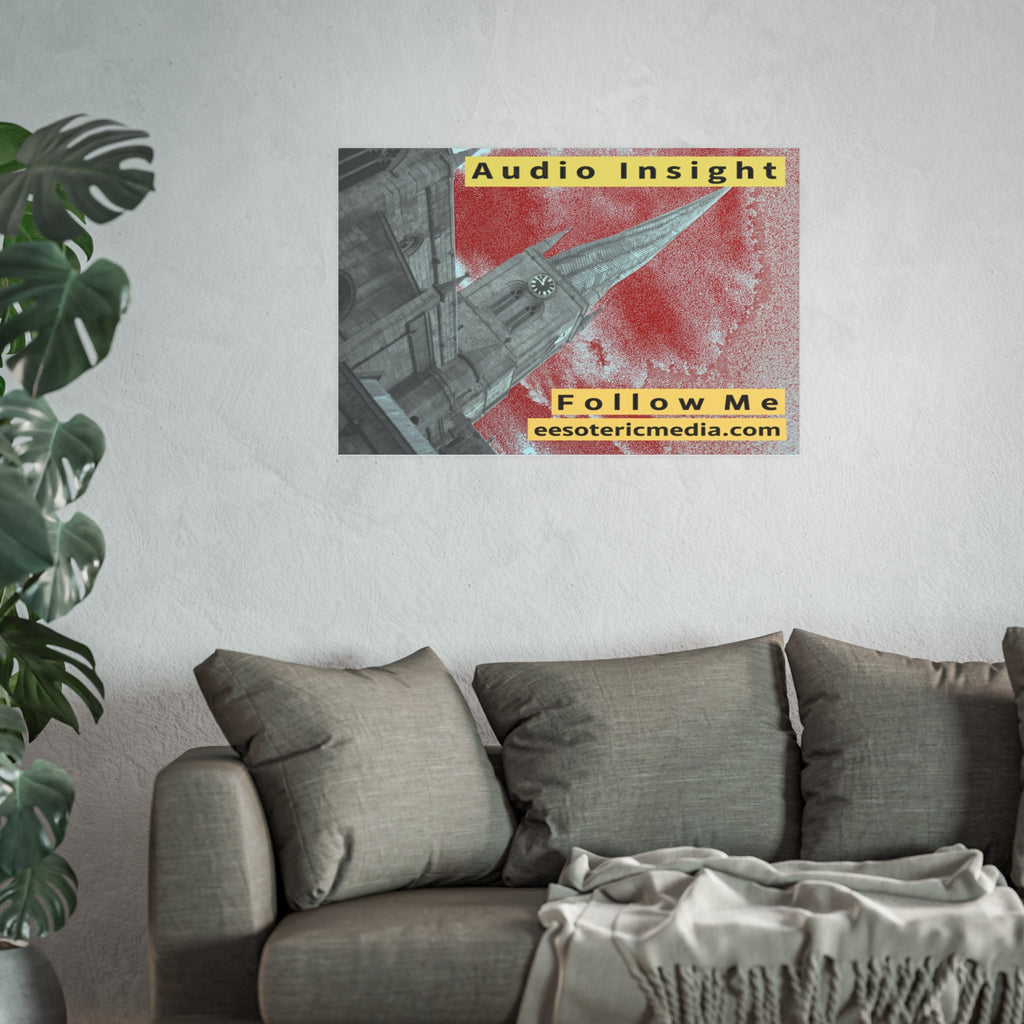 'Follow Me' (Audio Insight) Weathered Rocket-Shaped Spire Design Art Print 36"x24" (90cm x 60cm)