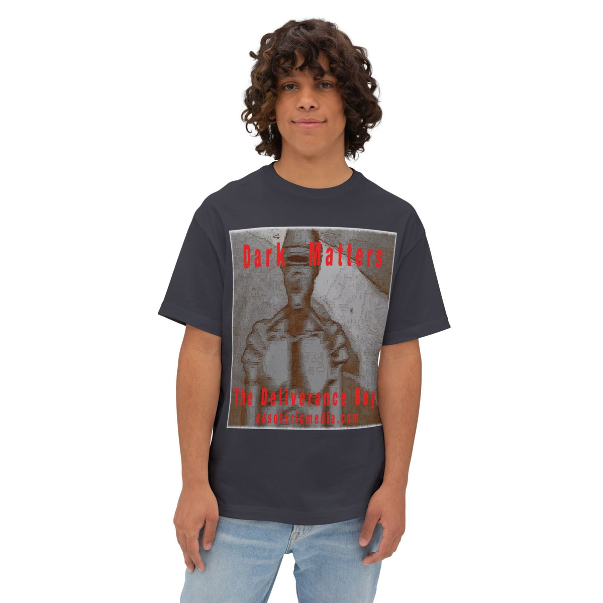 'Dark Matters' (The Deliverance Boys) Retro Sci-Fi Robot Graphic Oversize Boxy T-Shirt