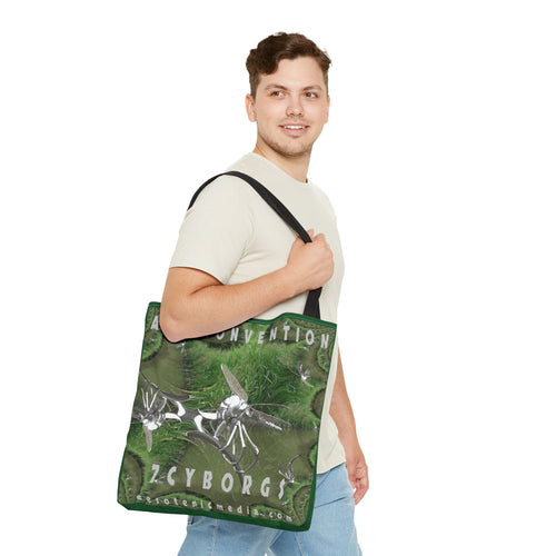 'Anticonvention' (7Cyborgs) Futuristic Dragonfly Graphic Tote Bag 18"x18" (45m x 45cm)